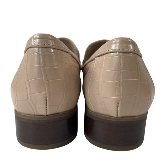 Aldo Penny Loafers Womens 6.5 Tan Nude Crocodile Slip On Shoes Old Money Preppy - Picture 7 of 11